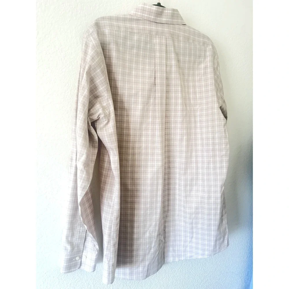Brooks Brothers 346 Mens‎ Slim Fit Non Iron All Cotton Plaid Dress Shirt 17-6/7
